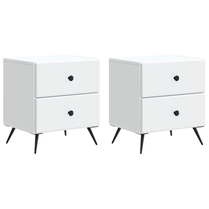 Dulap de noapte 2 pcs Alb 43 x 34,5 x 47,5 cm Lemn prelucrat - WALTI WALTI
