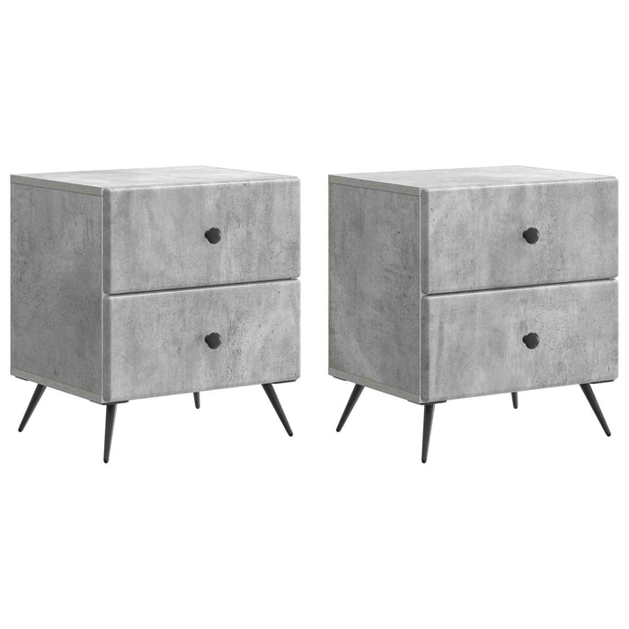 Dulap de noapte cu sertar 2 pcs Gri Beton 43 x 34,5 x 47,5 cm - WALTI WALTI