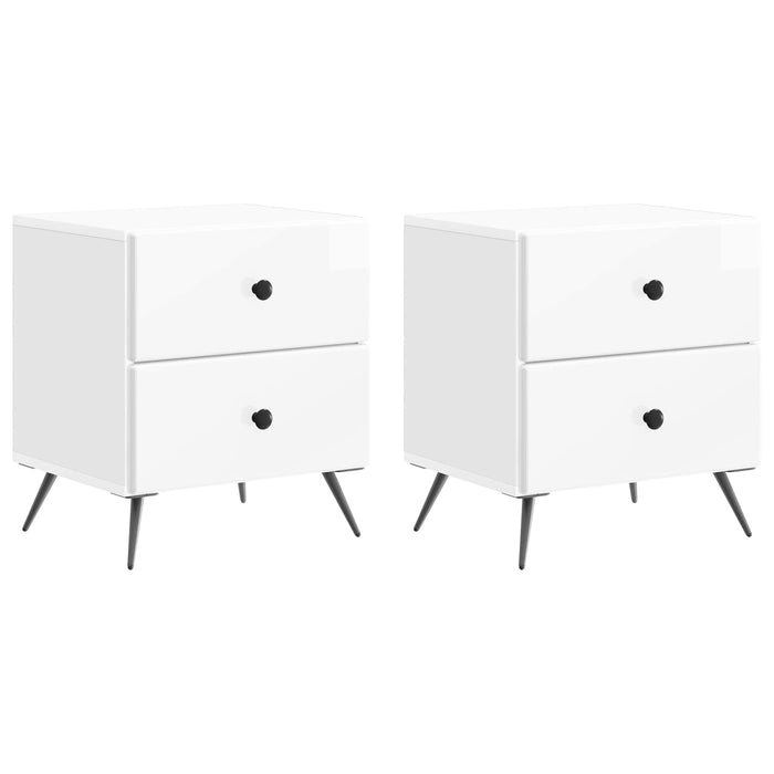 Dulap de noapte 2 pcs Alb foarte lucios 43 x 34,5 x 47,5 cm - WALTI WALTI