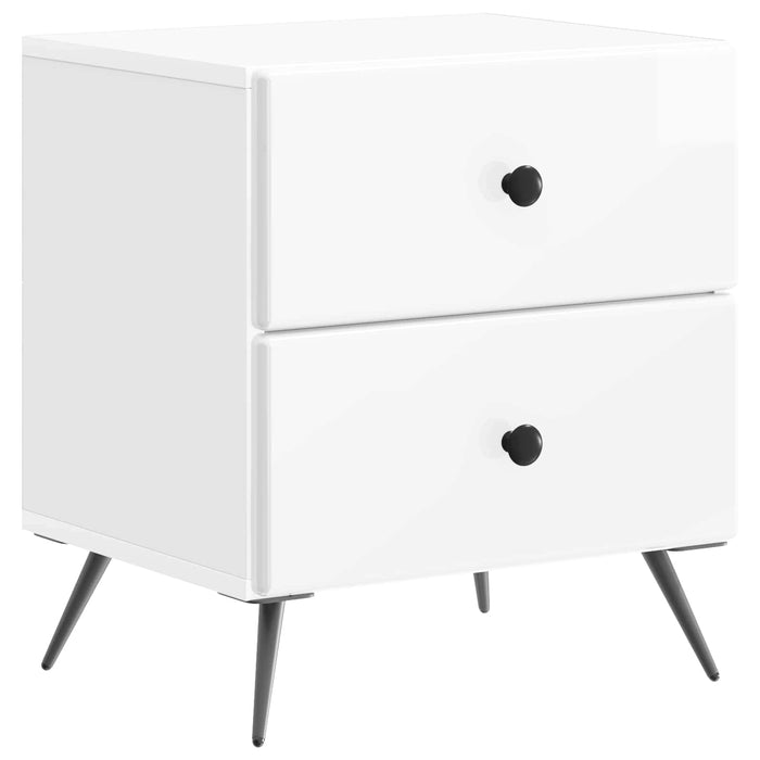 Dulap de noapte 2 pcs Alb foarte lucios 43 x 34,5 x 47,5 cm - WALTI WALTI