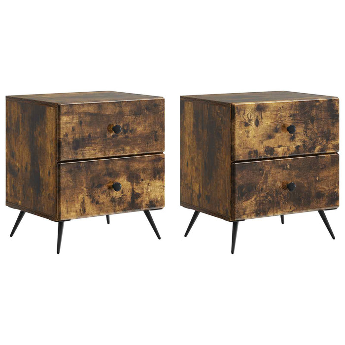 Dulap de noapte 2 pcs Stejar fumuriu 43 x 34,5 x 47,5 cm - WALTI WALTI