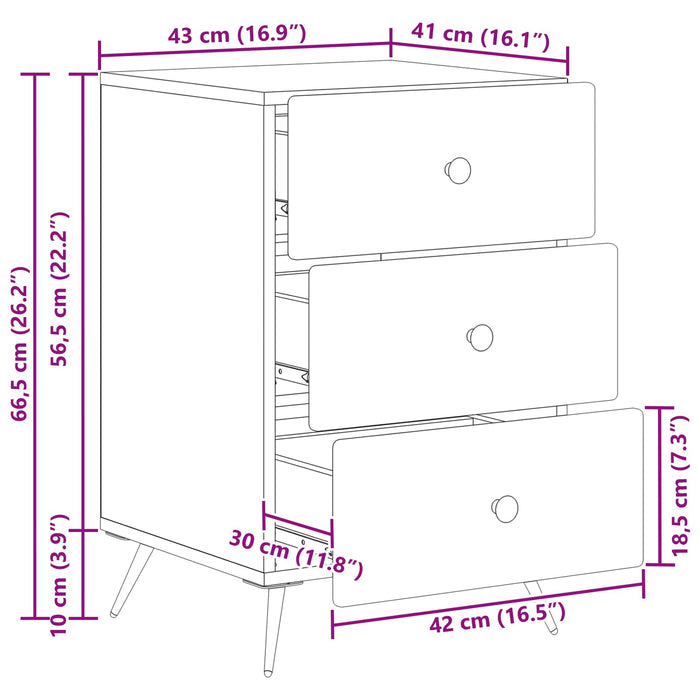 Dulap de noapte Lemn vechi 43 x 41 x 66,5 cm Lemn prelucrat - WALTI WALTI
