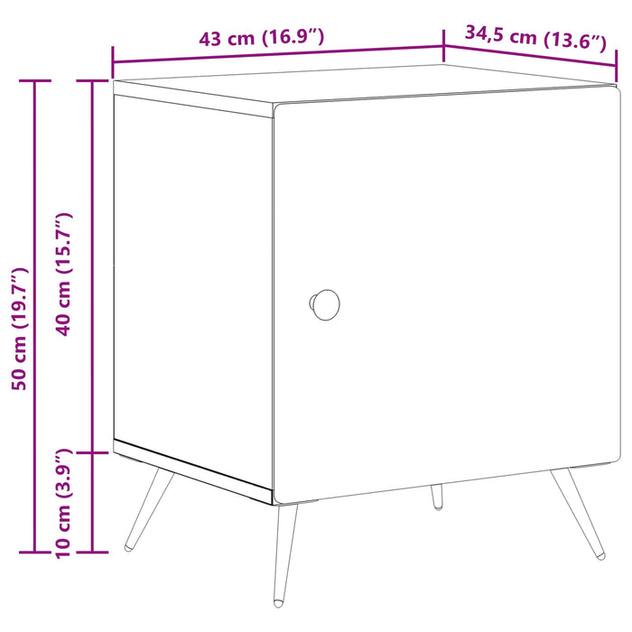 Dulap de noapte Negru 43 x 34,5 x 50 cm Lemn prelucrat - WALTI WALTI