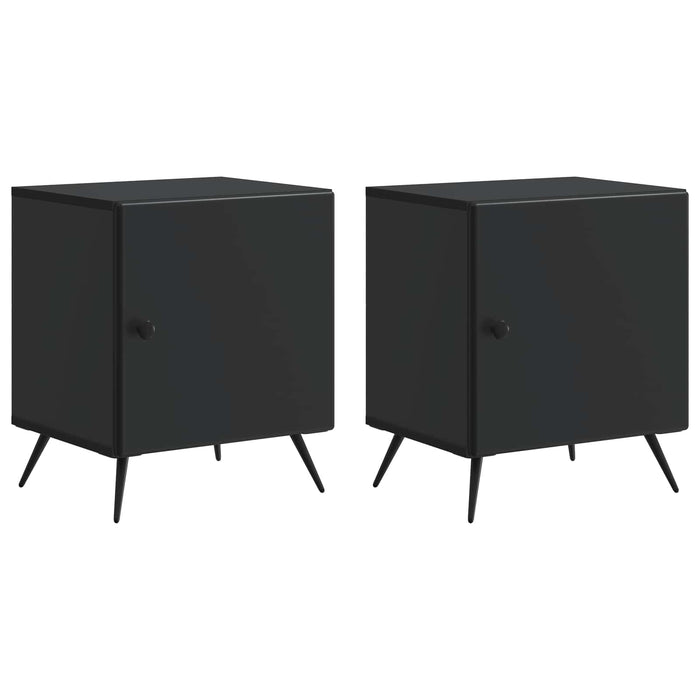 Dulap de noapte 2 pcs Negru 43 x 34,5 x 50 cm Lemn prelucrat - WALTI WALTI