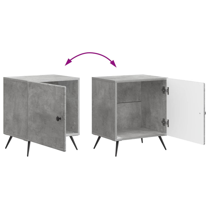 Dulap de noapte Gri Beton 43 x 34,5 x 50 cm Lemn prelucrat - WALTI WALTI
