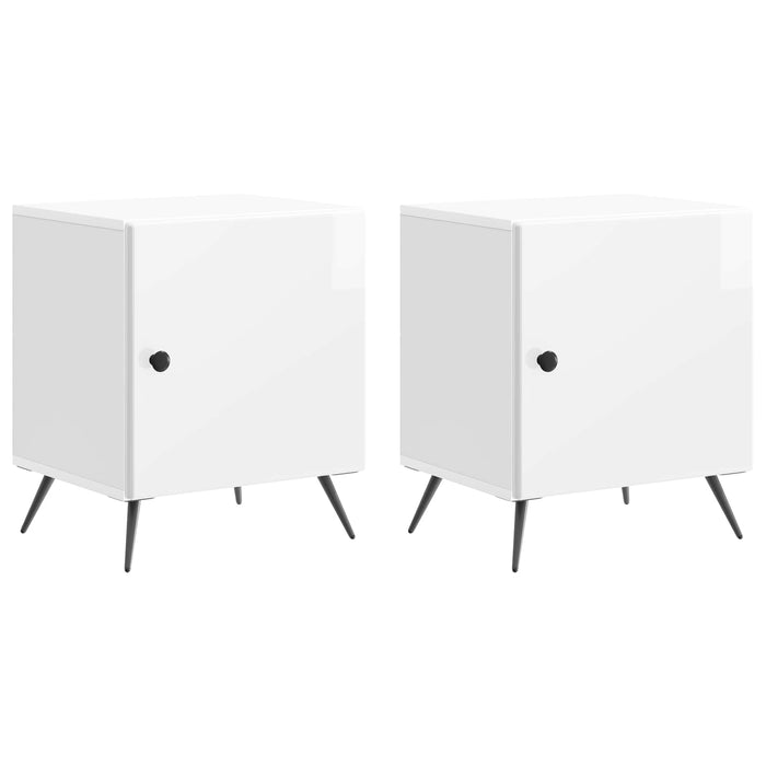 Dulap de noapte 2 pcs Alb foarte lucios 43 x 34,5 x 50 cm - WALTI WALTI