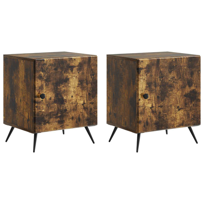 Dulap de noapte 2 pcs Stejar fumuriu 43 x 34,5 x 50 cm - WALTI WALTI