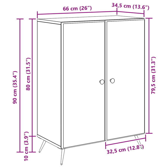 Bufet Stejar Sonoma 66 x 34,5 x 90 cm Lemn prelucrat - WALTI WALTI