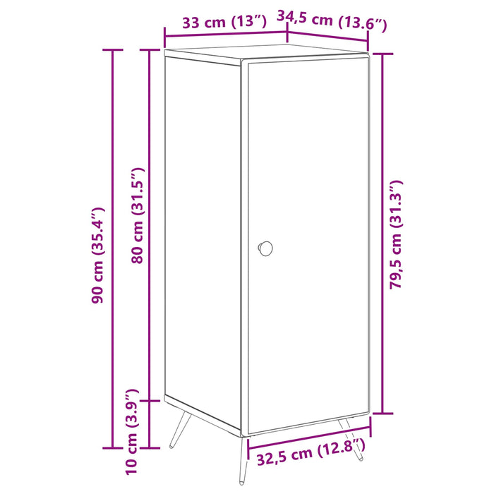 Bufet Alb 33 x 34,5 x 90 cm Lemn prelucrat - WALTI WALTI