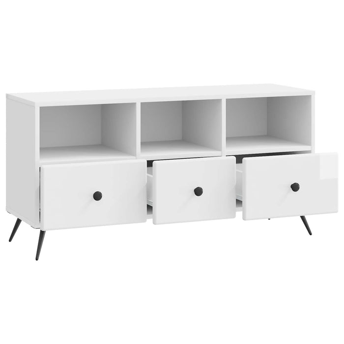 Cabinet TV Alb foarte lucios 102 x 34,5 x 50 cm Lemn prelucrat - WALTI WALTI