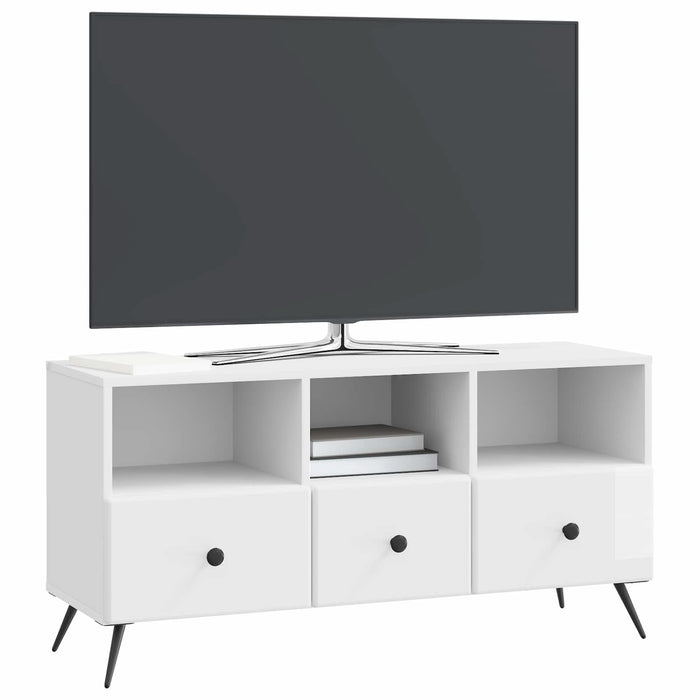 Cabinet TV Alb foarte lucios 102 x 34,5 x 50 cm Lemn prelucrat - WALTI WALTI