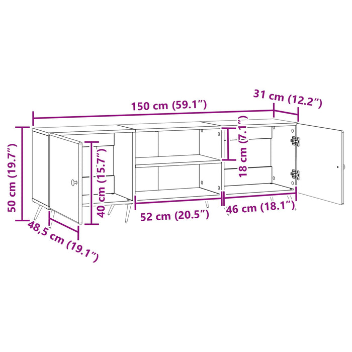 Cabinet TV Lemn vechi 150 x 31 x 50 cm Lemn prelucrat - WALTI WALTI