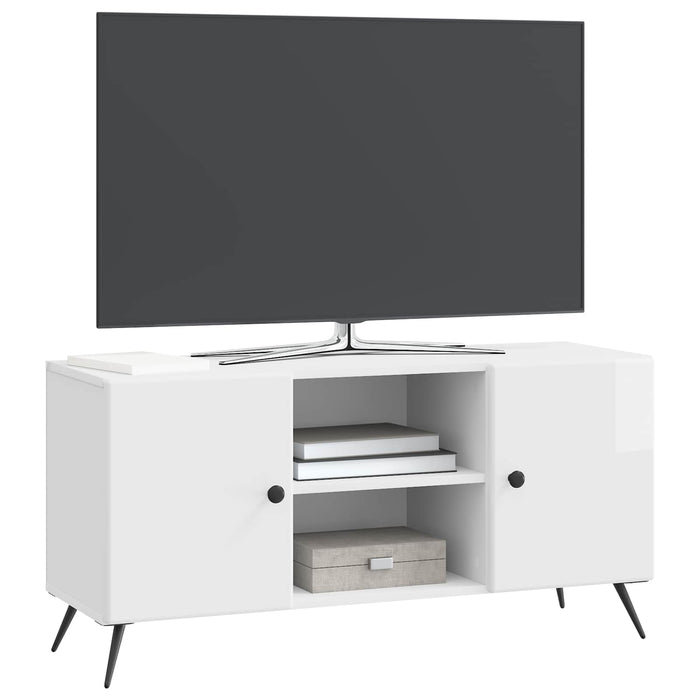 Cabinet TV Alb foarte lucios 102 x 34,5 x 50 cm Lemn prelucrat - WALTI WALTI