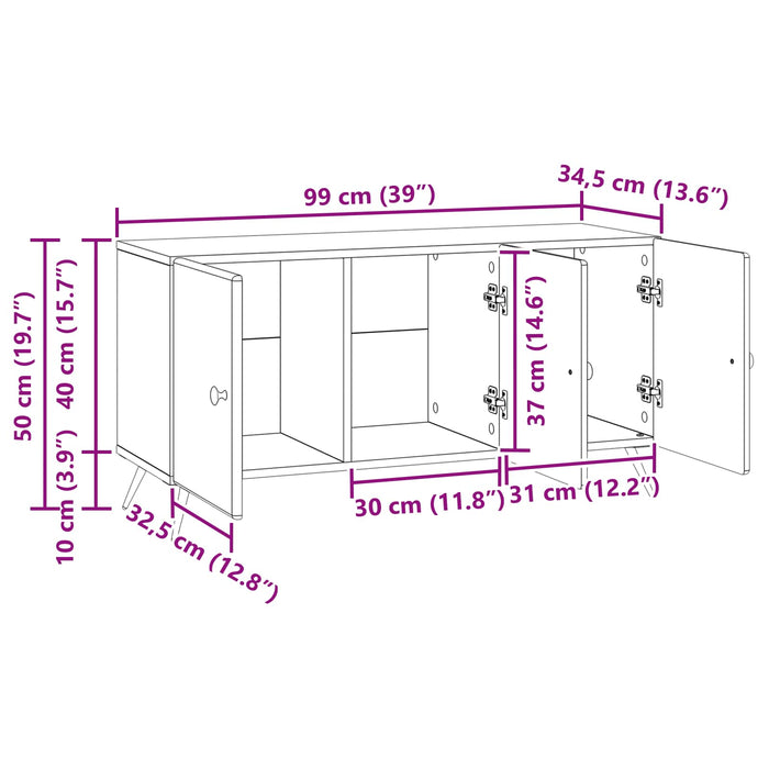 Cabinet TV Negru 99 x 34,5 x 50 cm Lemn prelucrat - WALTI WALTI