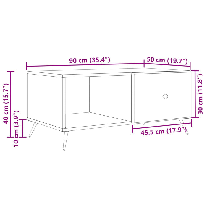 Masă de cafea Stejar Sonoma 90 x 50 x 40 cm Lemn prelucrat - WALTI WALTI