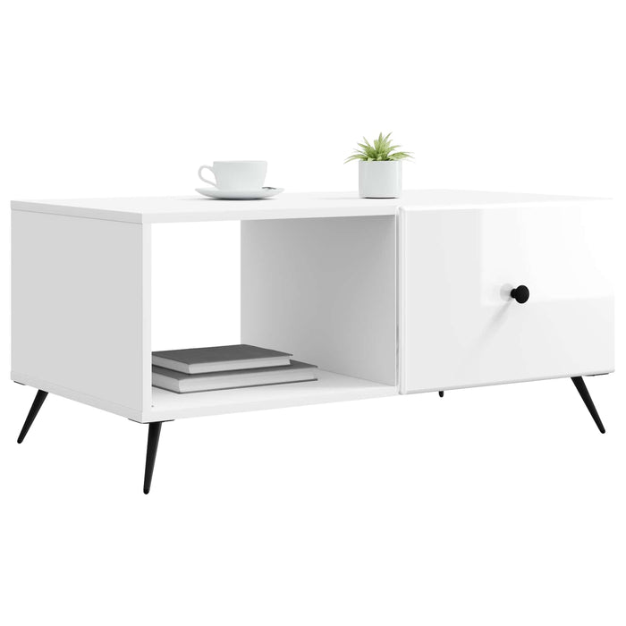 Masă de cafea Alb foarte lucios 90 x 50 x 40 cm Lemn prelucrat - WALTI WALTI