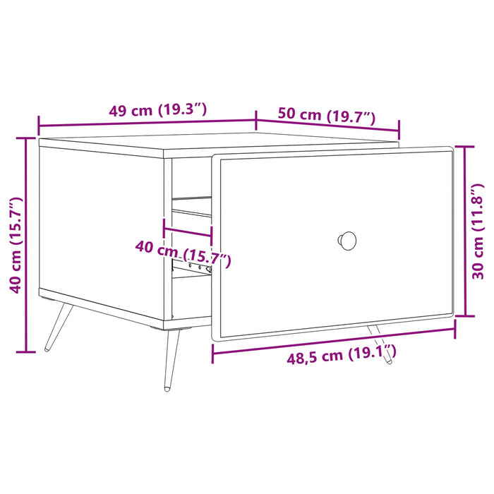 Masă de cafea Gri Beton 49 x 50 x 40 cm Lemn prelucrat - WALTI WALTI