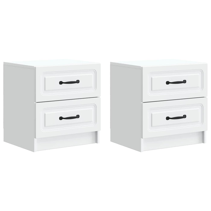 Dulap de noapte 2 pcs Alb 43 x 34,5 x 44,5 cm Lemn prelucrat - WALTI WALTI