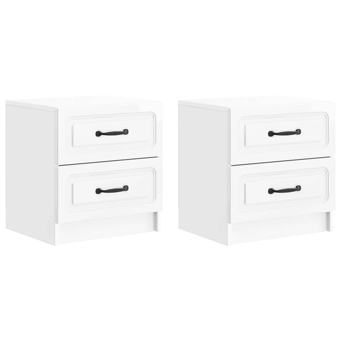 Dulap de noapte 2 pcs Alb foarte lucios 43 x 34,5 x 44,5 cm - WALTI WALTI