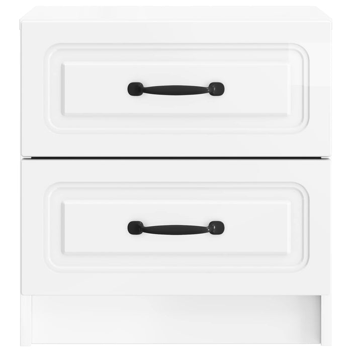 Dulap de noapte 2 pcs Alb foarte lucios 43 x 34,5 x 44,5 cm - WALTI WALTI