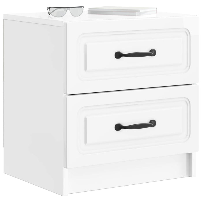 Dulap de noapte 2 pcs Alb foarte lucios 43 x 34,5 x 44,5 cm - WALTI WALTI
