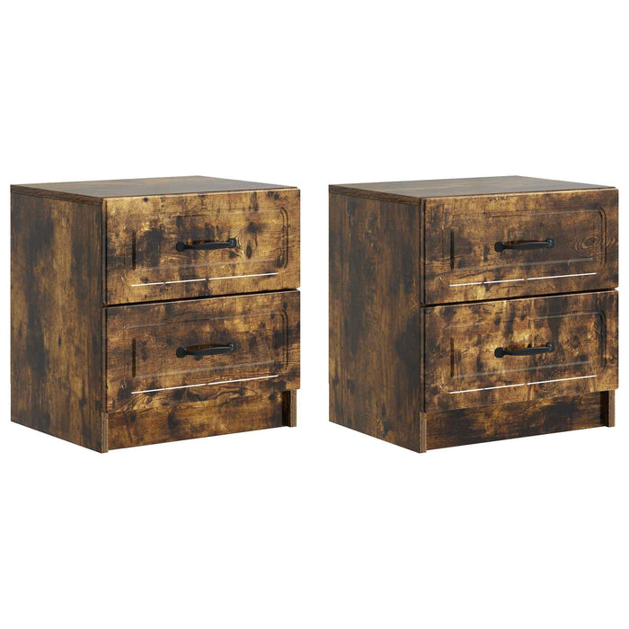 Dulap de noapte 2 pcs Stejar fumuriu 43 x 34,5 x 44,5 cm - WALTI WALTI