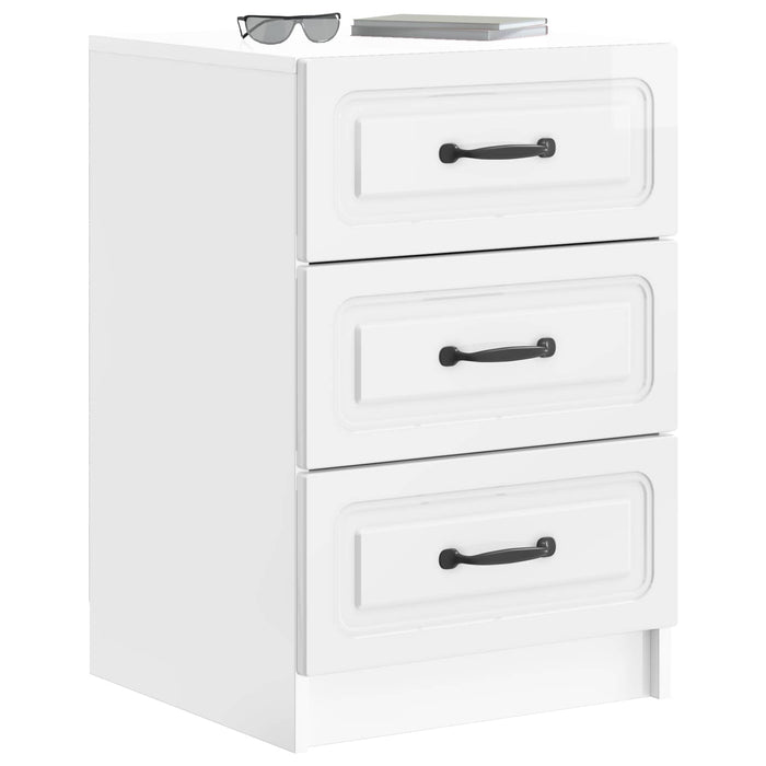 Dulap de noapte cu sertar Alb foarte lucios 43 x 41 x 63,5 cm - WALTI WALTI