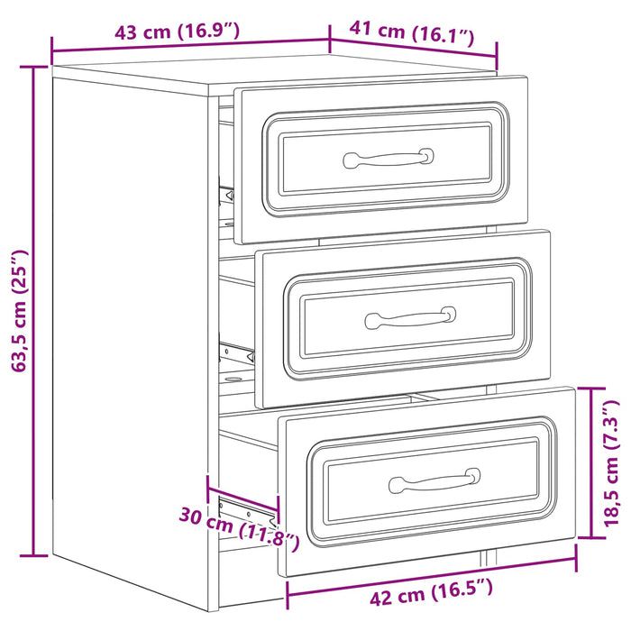 Dulap de noapte Lemn vechi 43 x 41 x 63,5 cm Lemn prelucrat - WALTI WALTI
