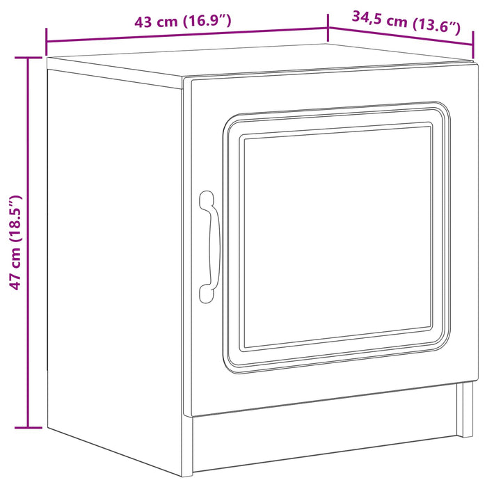 Dulap de noapte Gri Beton 43 x 34,5 x 47 cm Lemn prelucrat - WALTI WALTI
