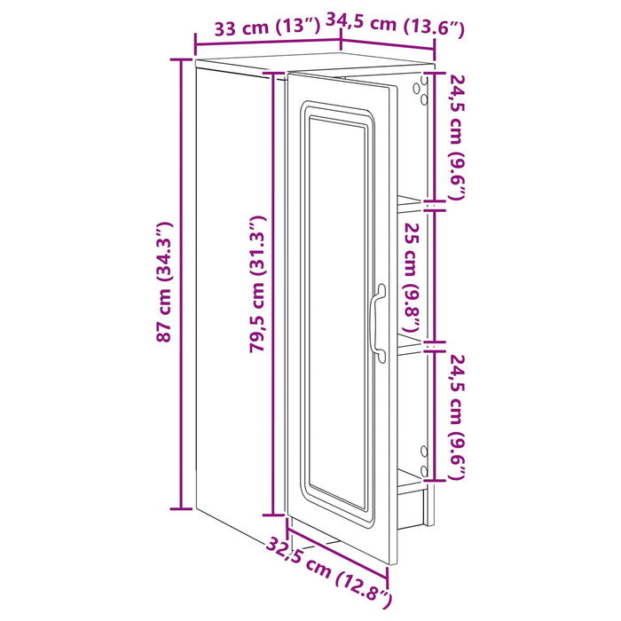 Bufet Gri Beton 33 x 34,5 x 87 cm Lemn prelucrat - WALTI WALTI