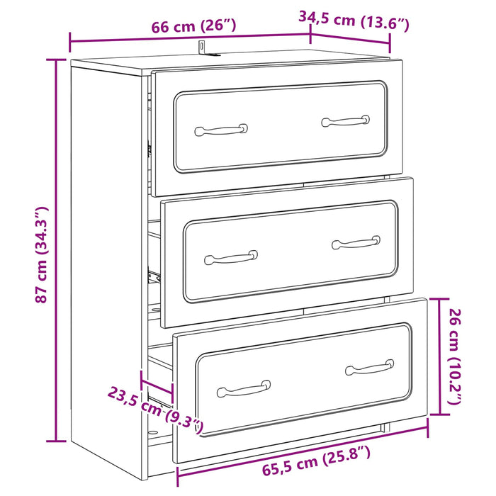 Dulap cu sertare Alb 66 x 34,5 x 87 cm Lemn prelucrat WALTI