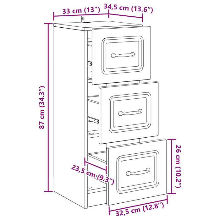 Dulap cu sertare Alb 33 x 34,5 x 87 cm Lemn prelucrat WALTI
