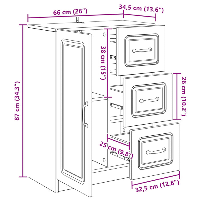 Bufet cu sertar Lemn vechi 66 x 34,5 x 87 cm Lemn prelucrat - WALTI WALTI