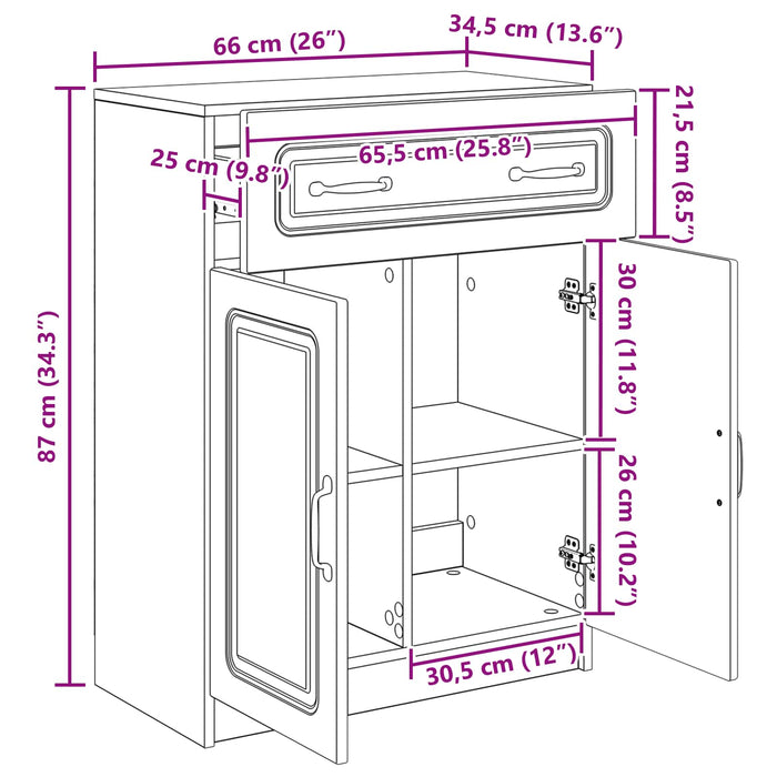 Bufet cu sertar Stejar fumuriu 66 x 34,5 x 87 cm Lemn prelucrat - WALTI WALTI
