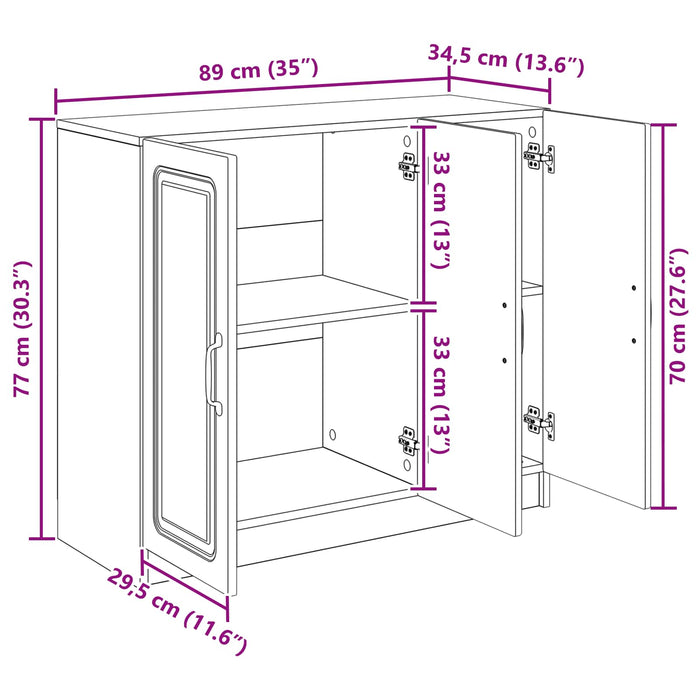 Bufet Gri Beton 89 x 34,5 x 77 cm Lemn prelucrat - WALTI WALTI