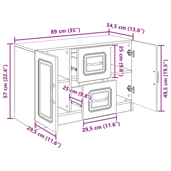 Bufet cu sertar Alb 89 x 34,5 x 57 cm Lemn prelucrat - WALTI WALTI