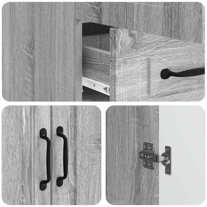 Bufet cu sertar Sonoma gri 66 x 34,5 x 92 cm Lemn prelucrat - WALTI WALTI