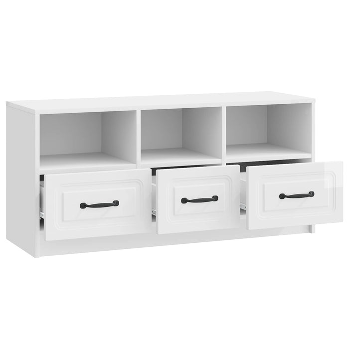 Cabinet TV Alb foarte lucios 102 x 34,5 x 47 cm Lemn prelucrat - WALTI WALTI