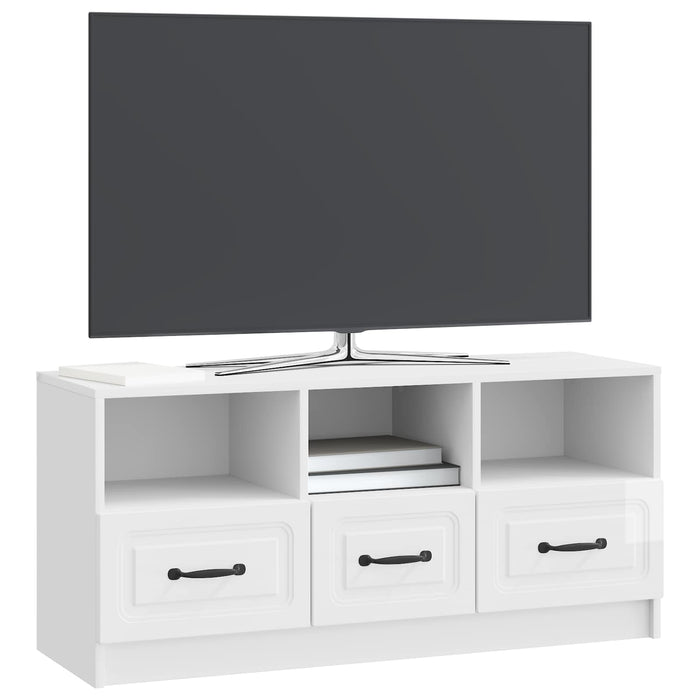 Cabinet TV Alb foarte lucios 102 x 34,5 x 47 cm Lemn prelucrat - WALTI WALTI