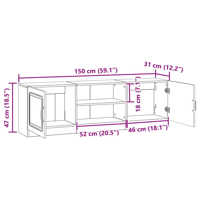 Cabinet TV Alb foarte lucios 150 x 31 x 47 cm Lemn prelucrat - WALTI WALTI