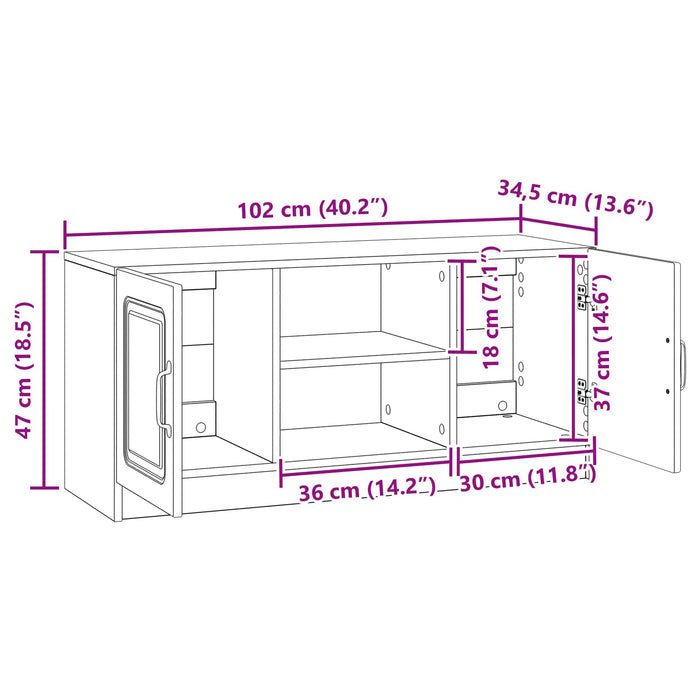 Cabinet TV Negru 102 x 34,5 x 47 cm Lemn prelucrat - WALTI WALTI