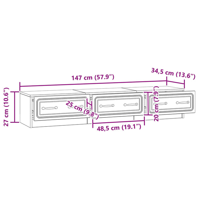 Cabinet TV Sonoma gri 147 x 34,5 x 27 cm Lemn prelucrat - WALTI WALTI