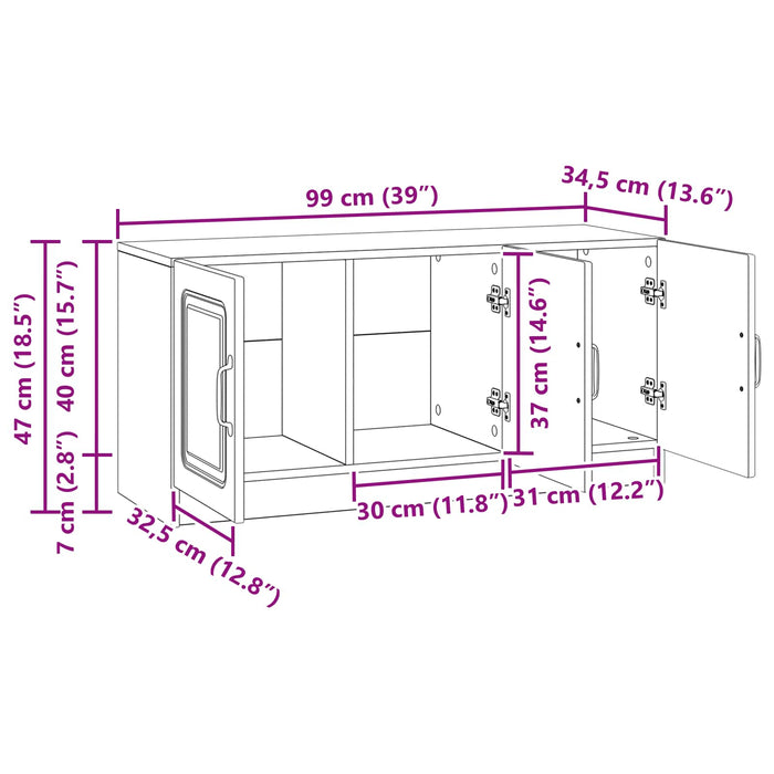 Cabinet TV Stejar Sonoma 99 x 34,5 x 47 cm Lemn prelucrat - WALTI WALTI