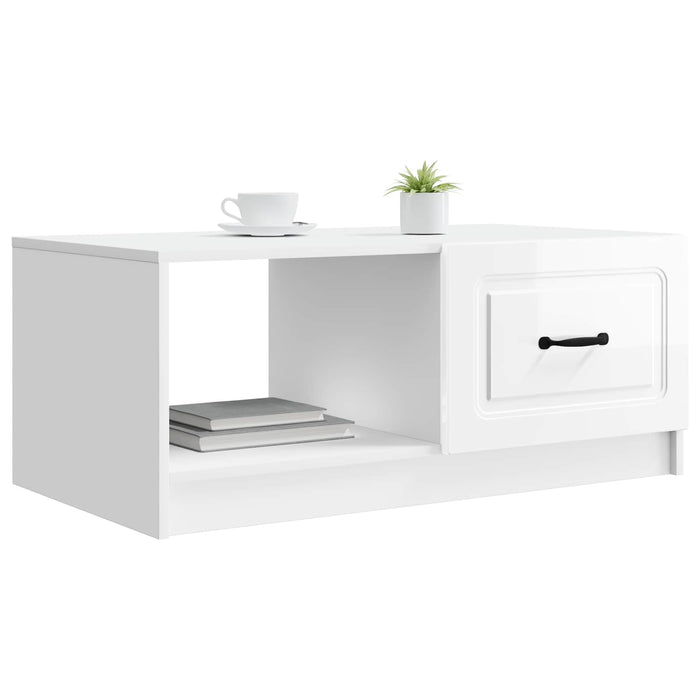 Masă de cafea Alb foarte lucios 90 x 50 x 37 cm Lemn prelucrat - WALTI WALTI