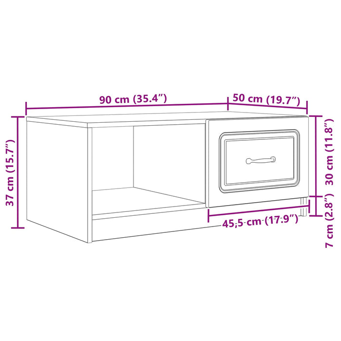Masă de cafea Alb foarte lucios 90 x 50 x 37 cm Lemn prelucrat - WALTI WALTI
