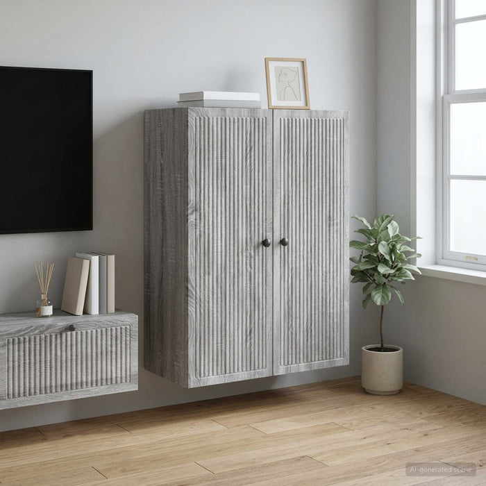 Dulap montat pe perete Sonoma gri 66 x 34,5 x 90 cm - WALTI WALTI