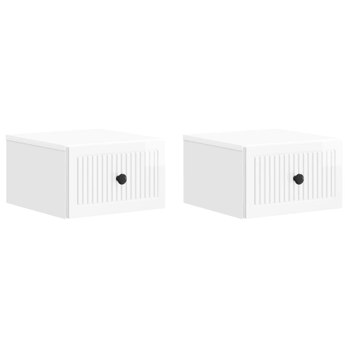 Dulap de noapte suspendat cu sertar 2 pcs Alb foarte lucios - WALTI WALTI