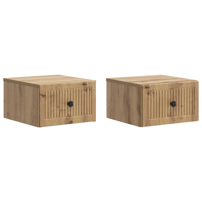 Dulap de noapte suspendat 2 pcs Stejar Artizanal Lemn prelucrat - WALTI WALTI