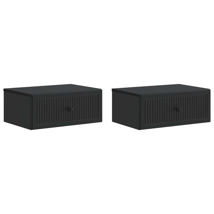 Dulap de noapte 2 pcs Negru 49 x 34,5 x 20 cm Lemn prelucrat - WALTI WALTI