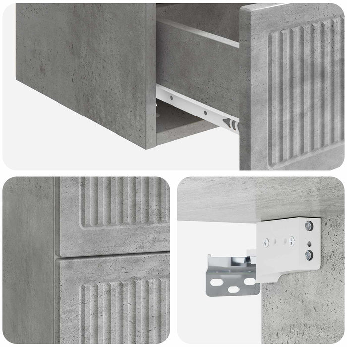Dulap de noapte suspendat cu sertar Gri Beton 33 x 34,5 x 40 cm - WALTI WALTI